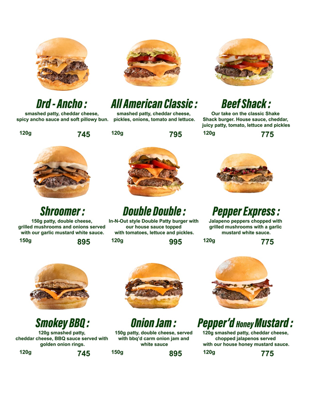 Beef Smash menu
