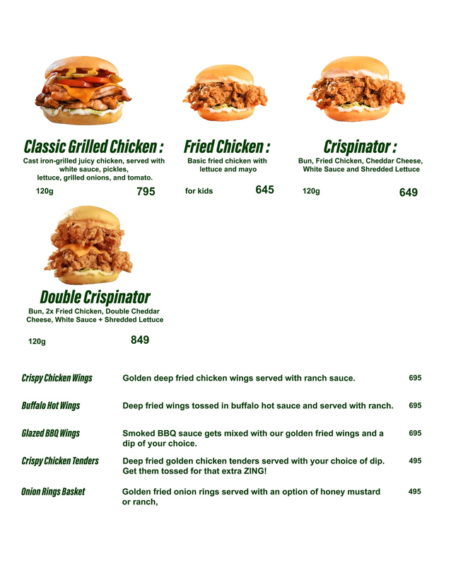 Beef Smash menu