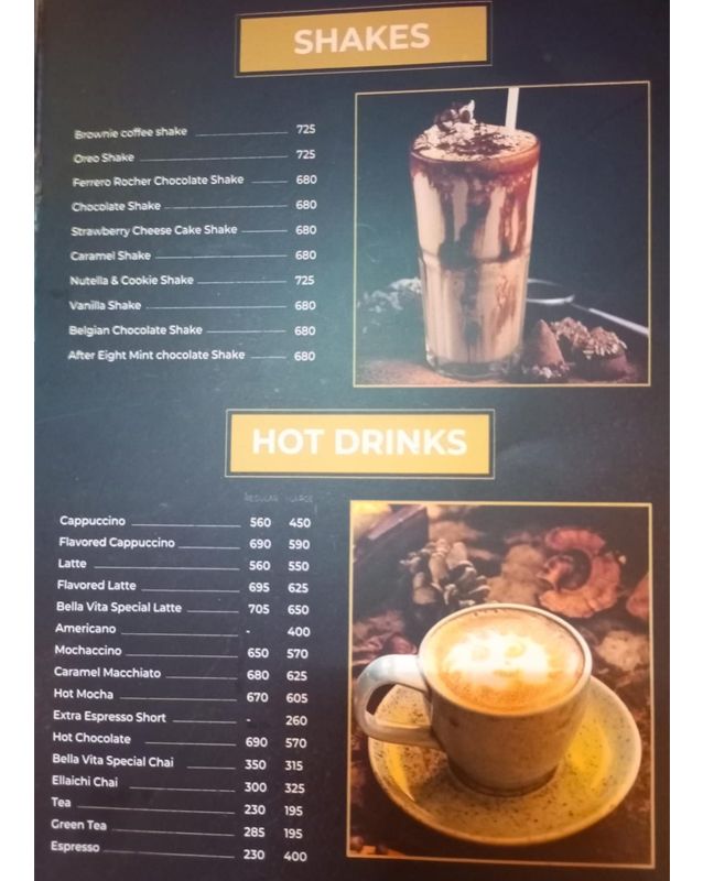 Bella Vita menu