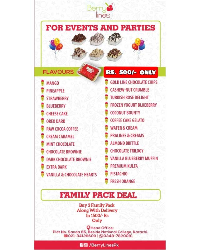 Berrylines menu