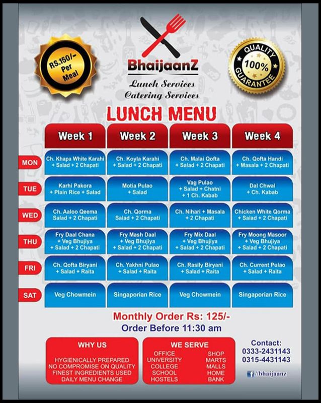 Bhaijaanz menu