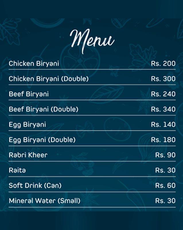 Biryummi Bistro menu