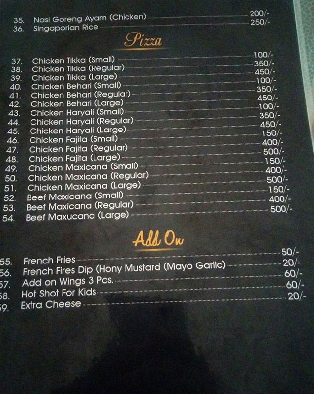 Black Bean menu