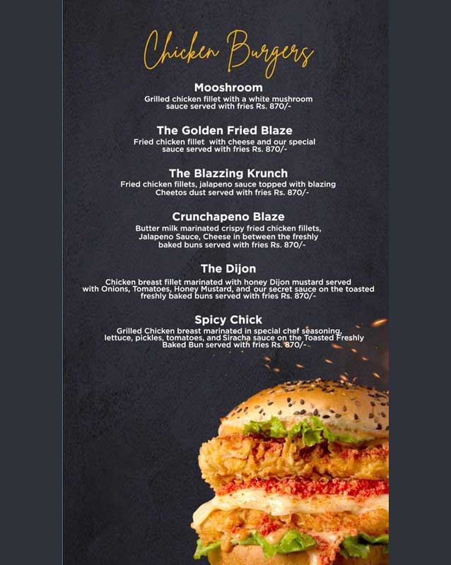 Blazing Buds menu