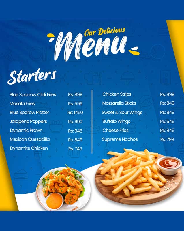 Blue Sparrow Cafe menu