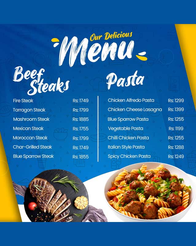 Blue Sparrow Cafe menu