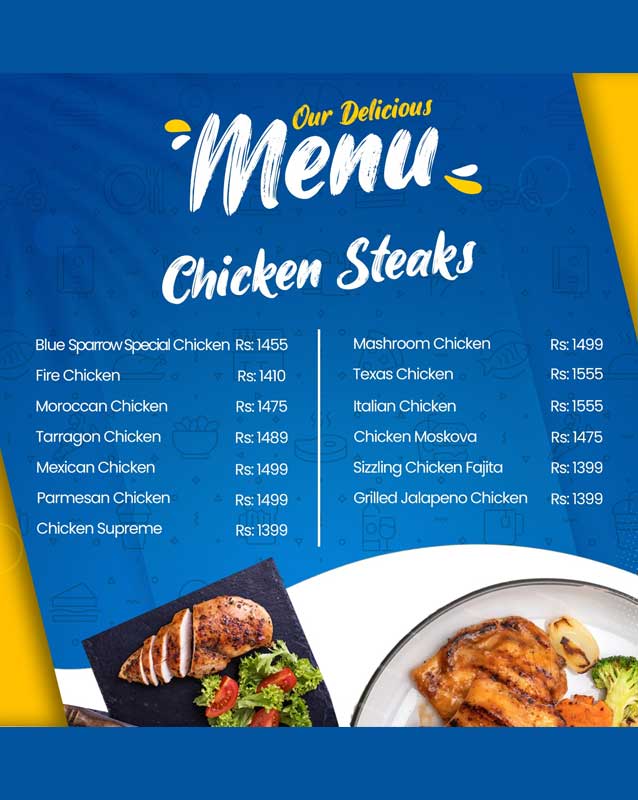 Blue Sparrow Cafe menu