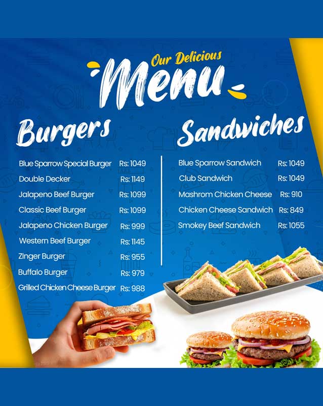 Blue Sparrow Cafe menu