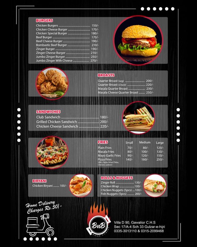 BnB Food Center menu
