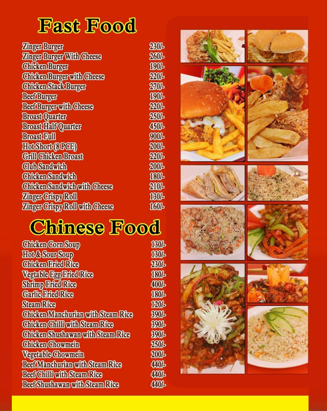 BNH Chinese Fast Food menu