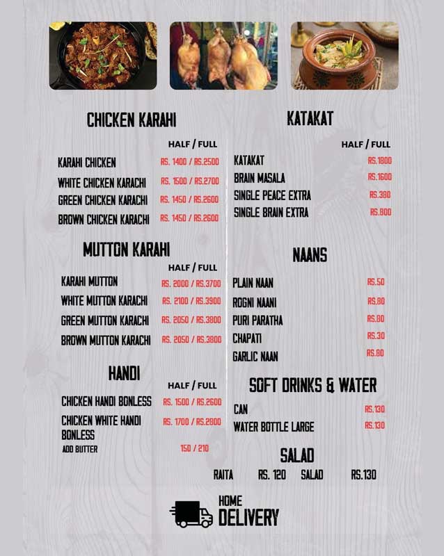 Bolan Sajji House menu