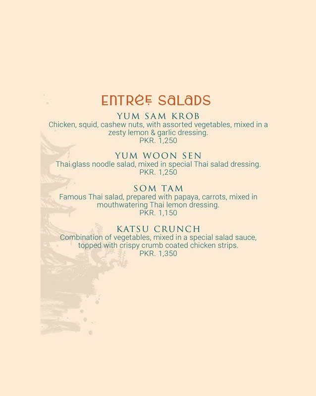 Bonsai Pan Asian Kitchen menu