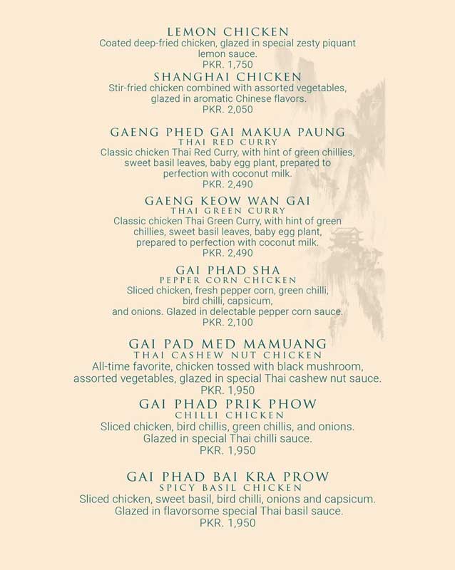 Bonsai Pan Asian Kitchen menu
