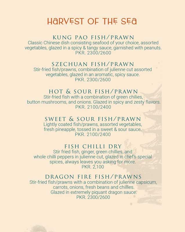 Bonsai Pan Asian Kitchen menu