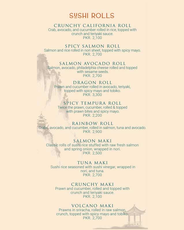 Bonsai Pan Asian Kitchen menu