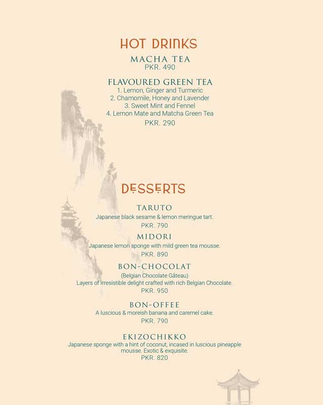 Bonsai Pan Asian Kitchen menu