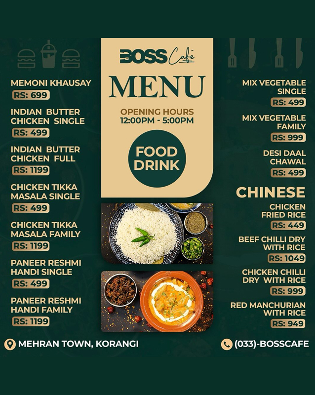 Boss Cafe  menu