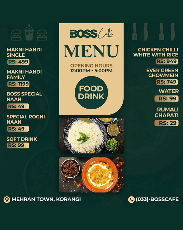 Boss Cafe  menu
