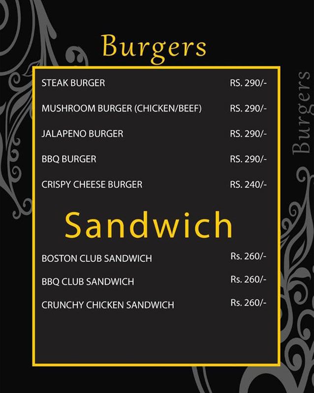 Boston King Restaurant menu