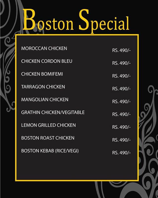 Boston King Restaurant menu