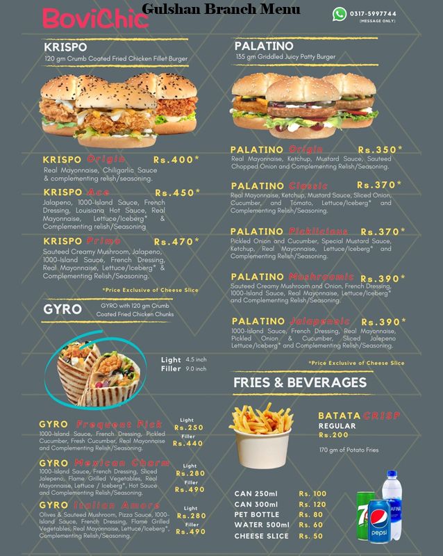 Bovichic menu