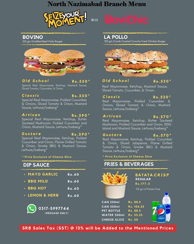 Bovichic menu