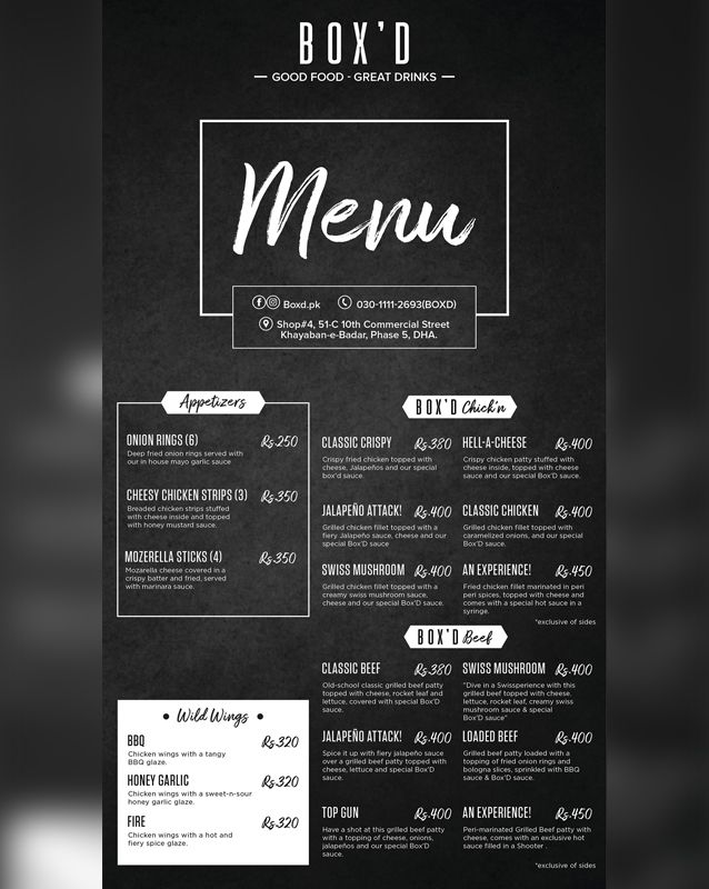 BOX’D menu