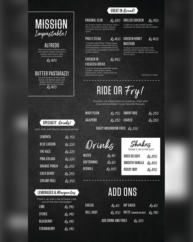 BOX’D menu