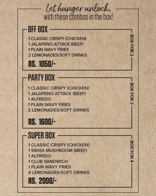 BOX’D menu