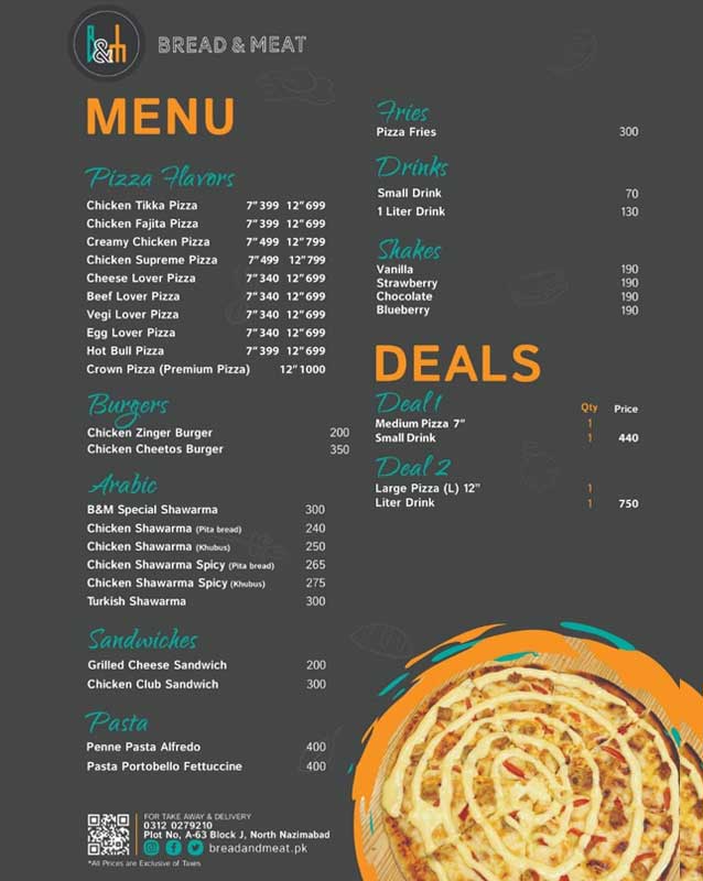 Bread & Meat menu
