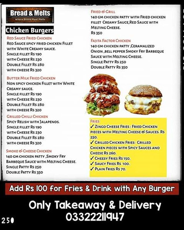Bread & Melts menu