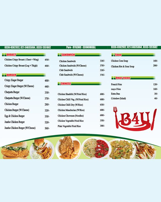 Broast 4 U menu