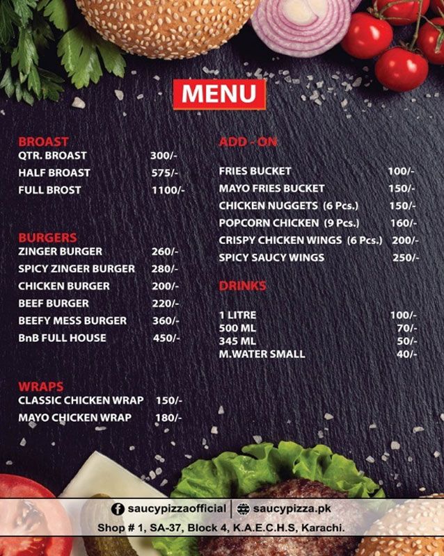 Broast N Burger menu