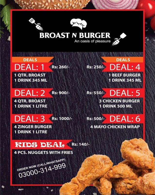 Broast N Burger menu