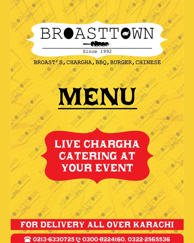 Broast Town menu