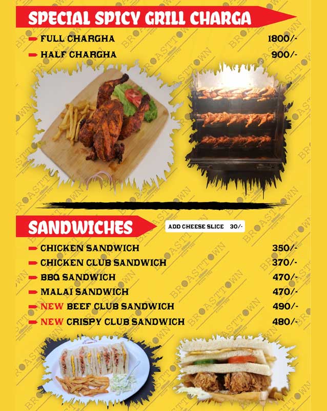 Broast Town menu