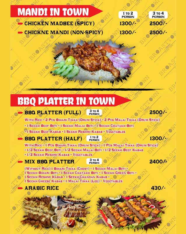 Broast Town menu