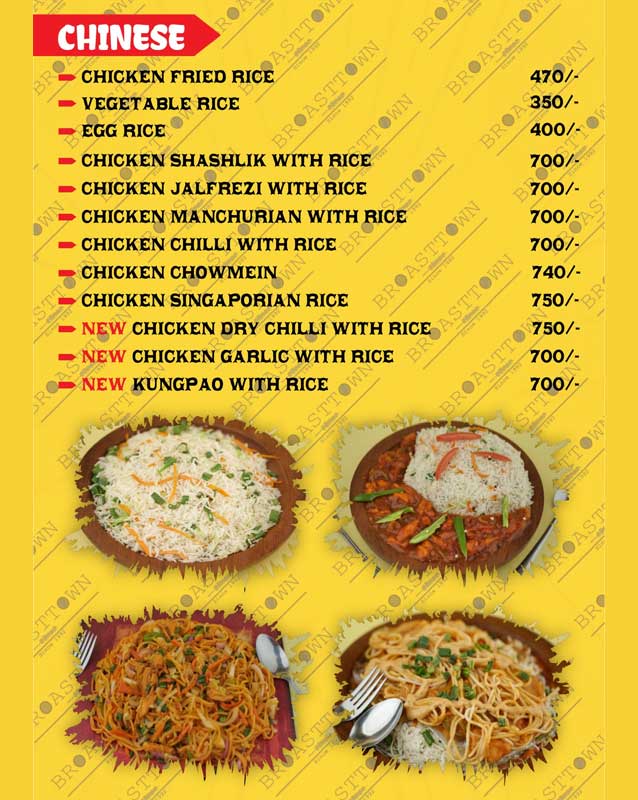 Broast Town menu