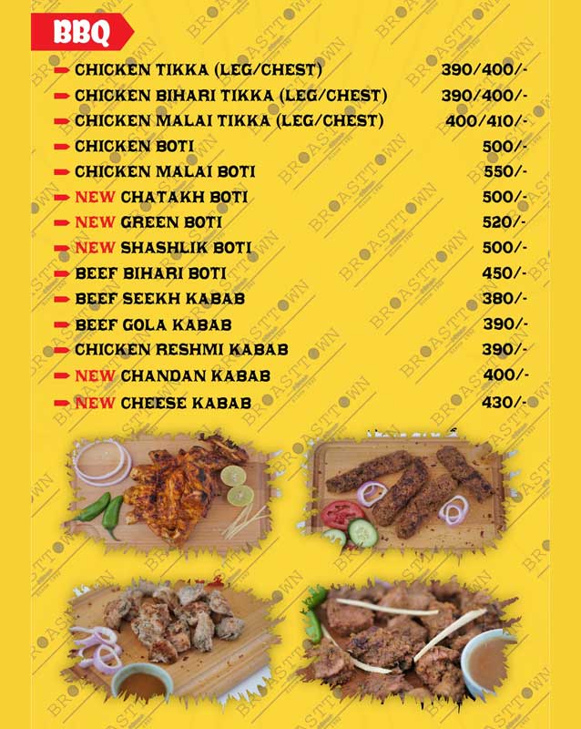 Broast Town menu