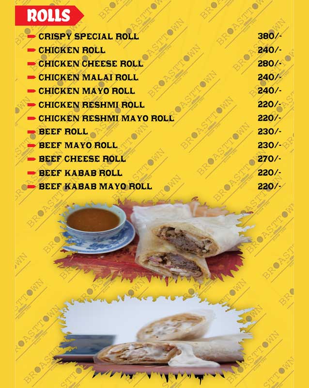 Broast Town menu