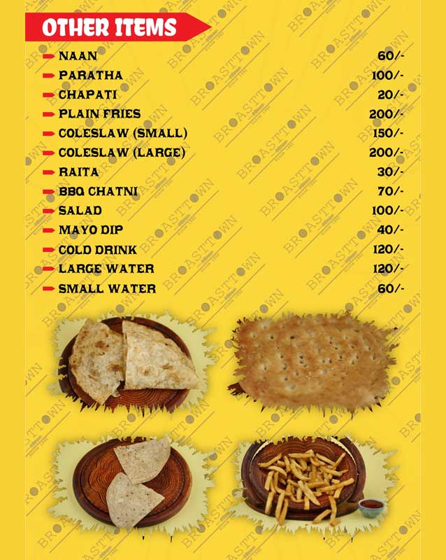 Broast Town menu