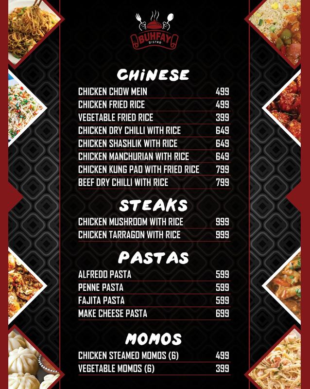 Buhfay Bistro menu