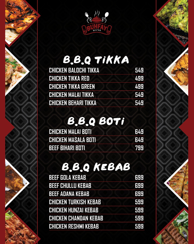 Buhfay Bistro menu