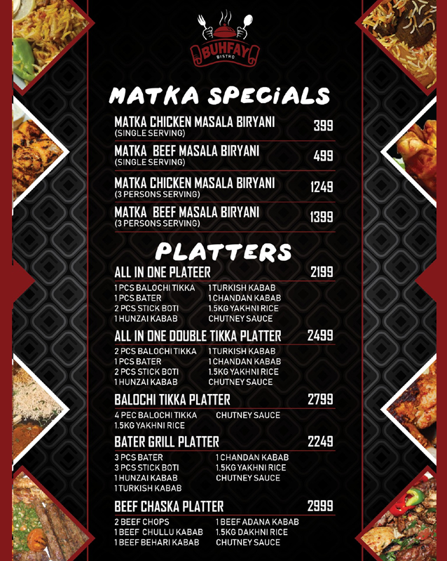 Buhfay Bistro menu