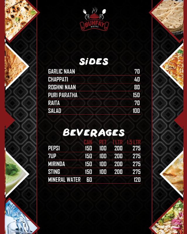 Buhfay Bistro menu