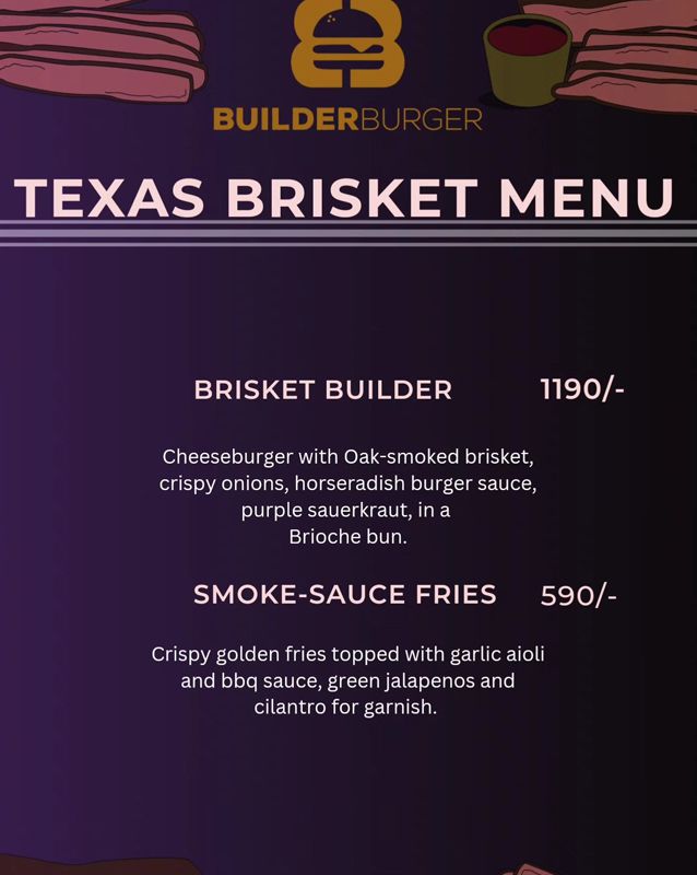 Builder Burger menu