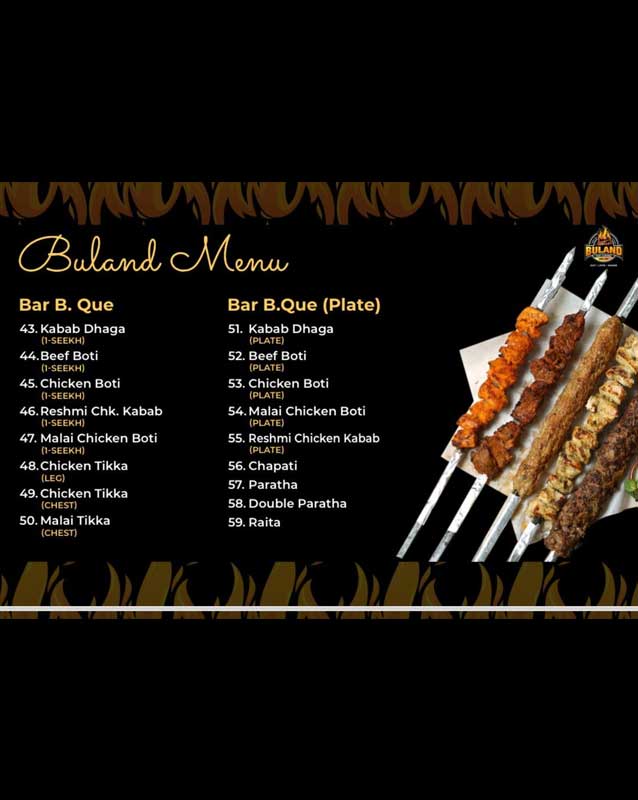 Buland - Pak Cuisine menu