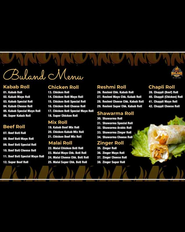 Buland - Pak Cuisine menu