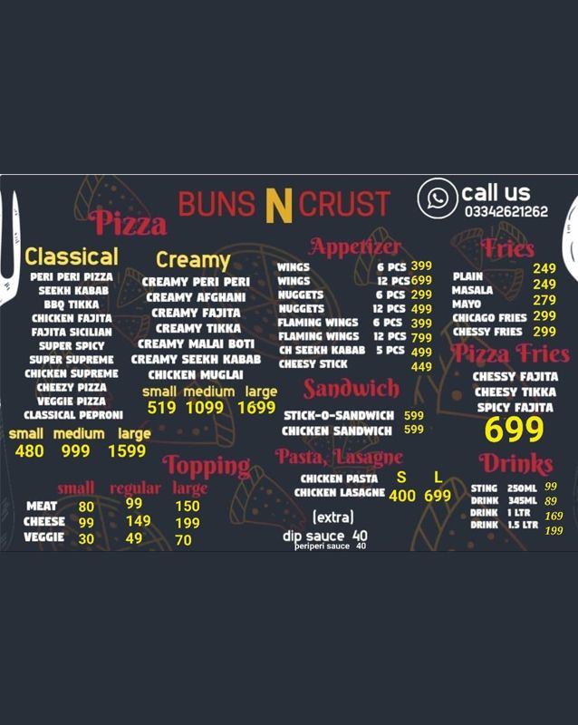 Buns N Crust menu