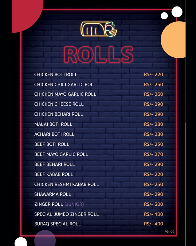 Buraq Foods menu